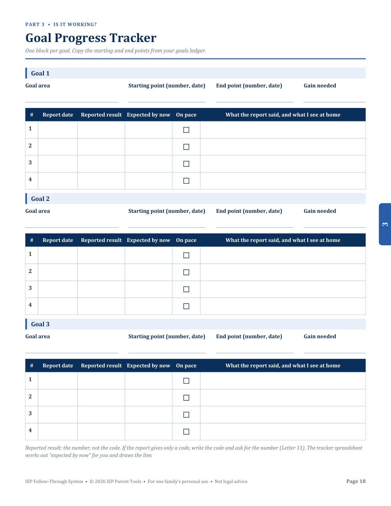 Goal Progress Tracker page