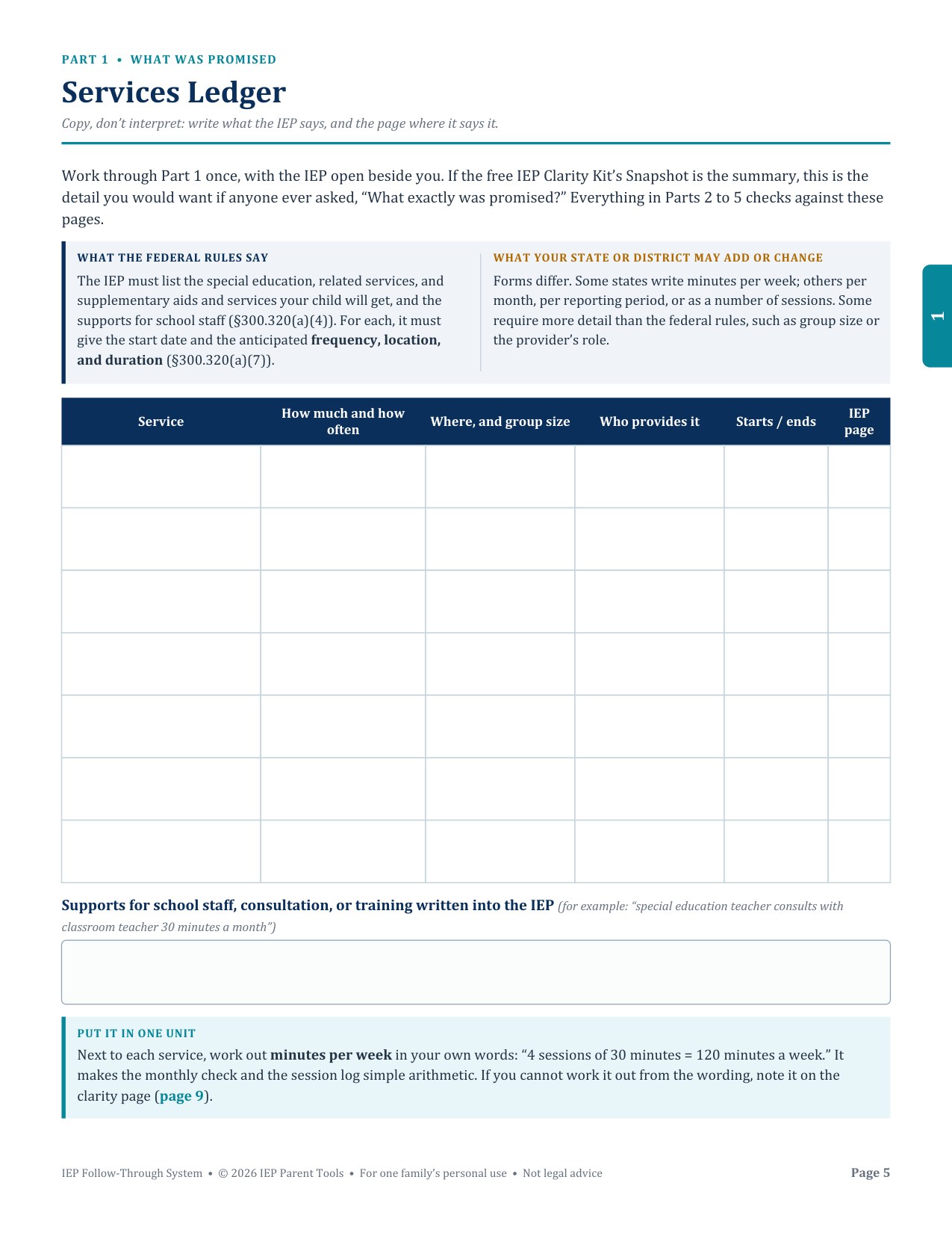 Services Ledger