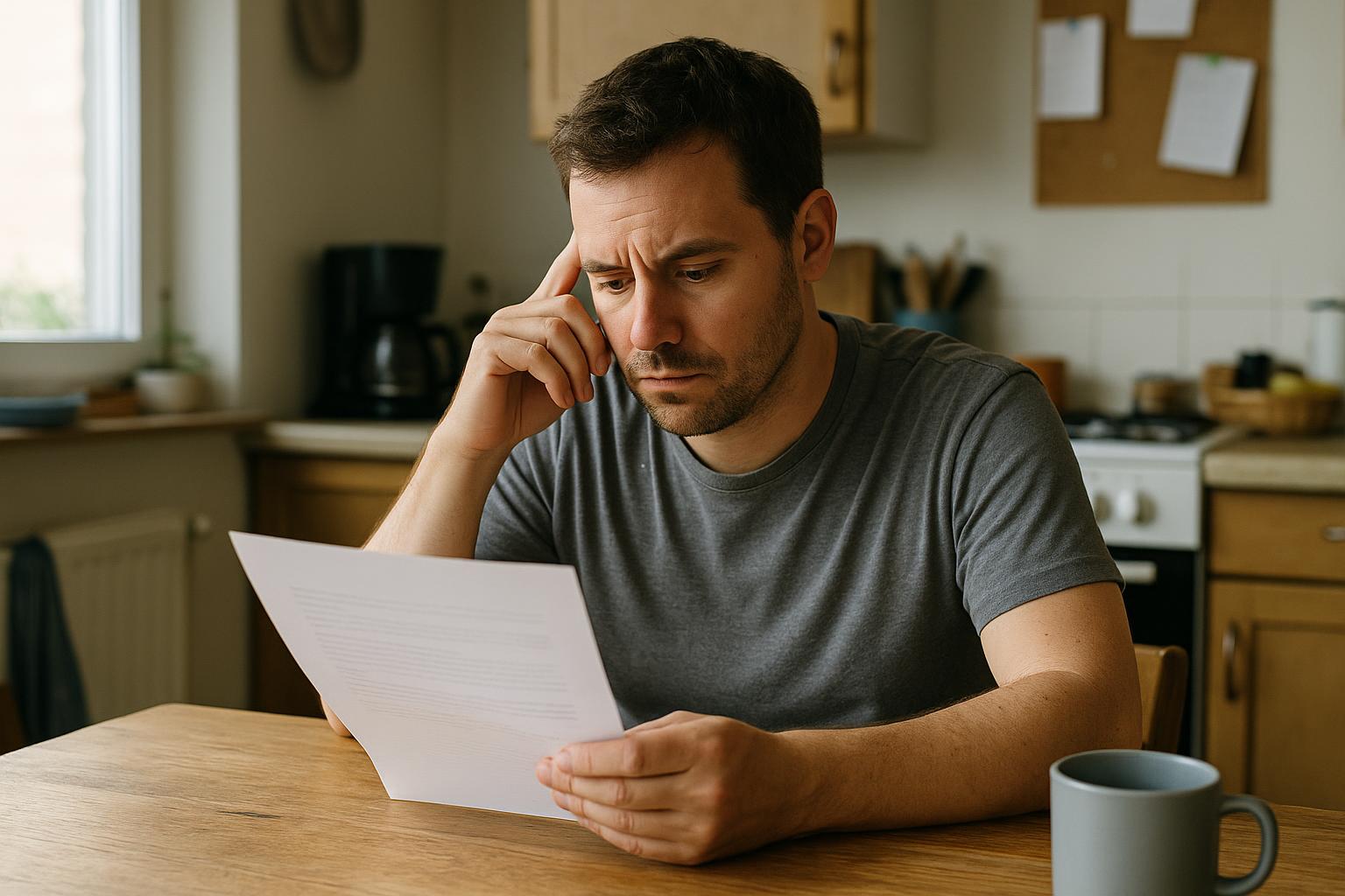 Parent reading a school notice letter at home