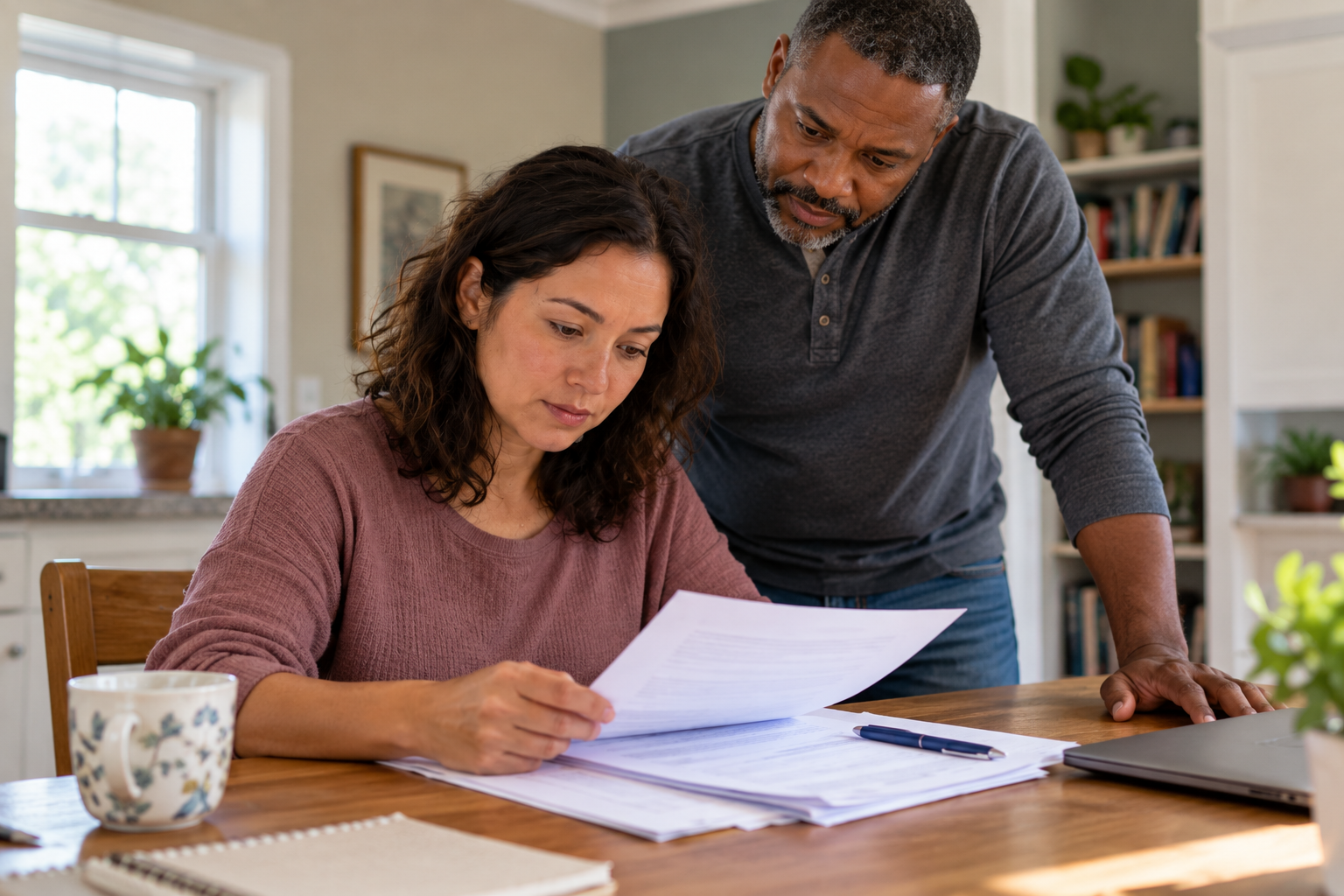 Parent reviewing a printed parent input form before a meeting